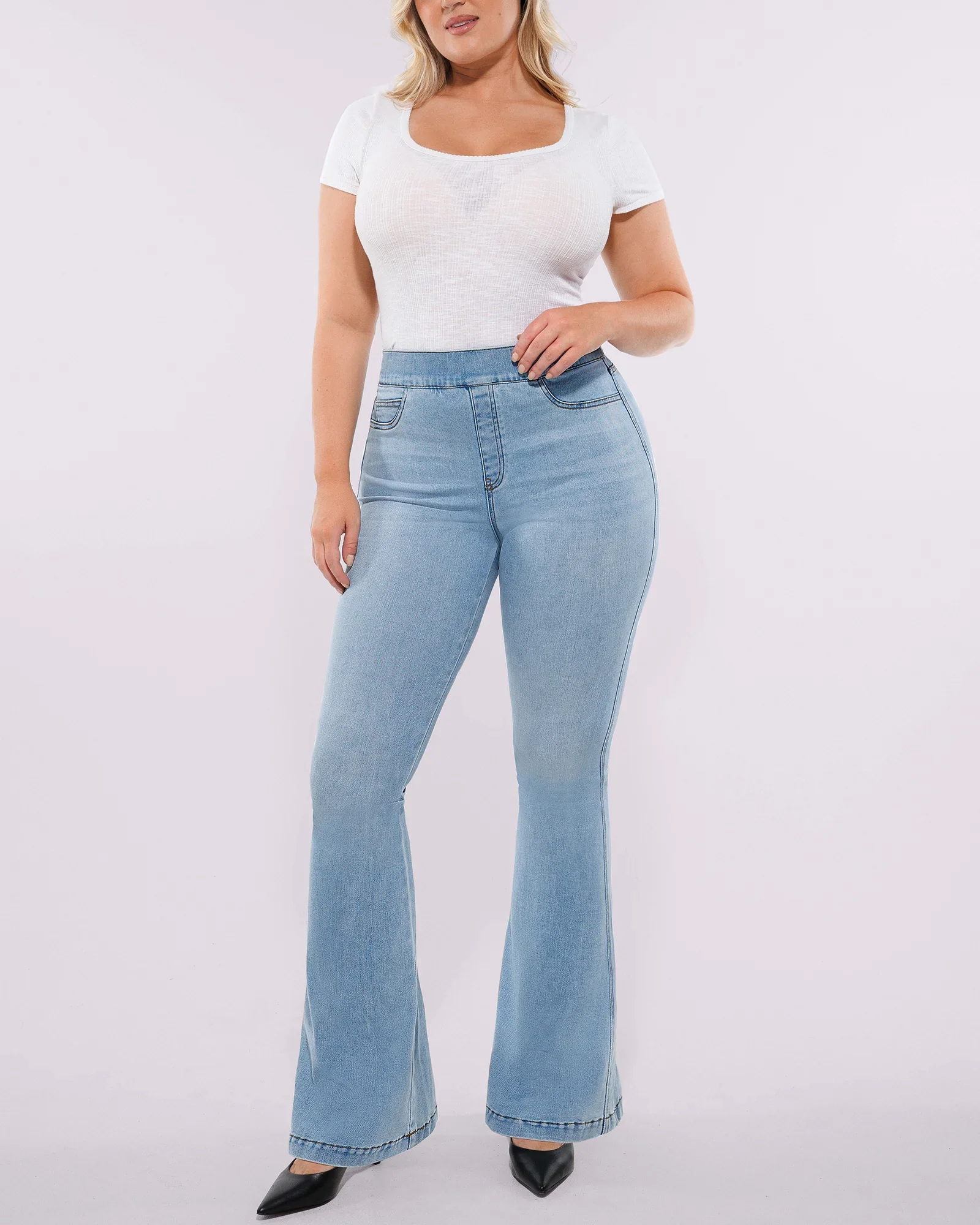Bare Essentials™ AirSlim® High-Waisted Padded Hip Flare Jeans - Image 11