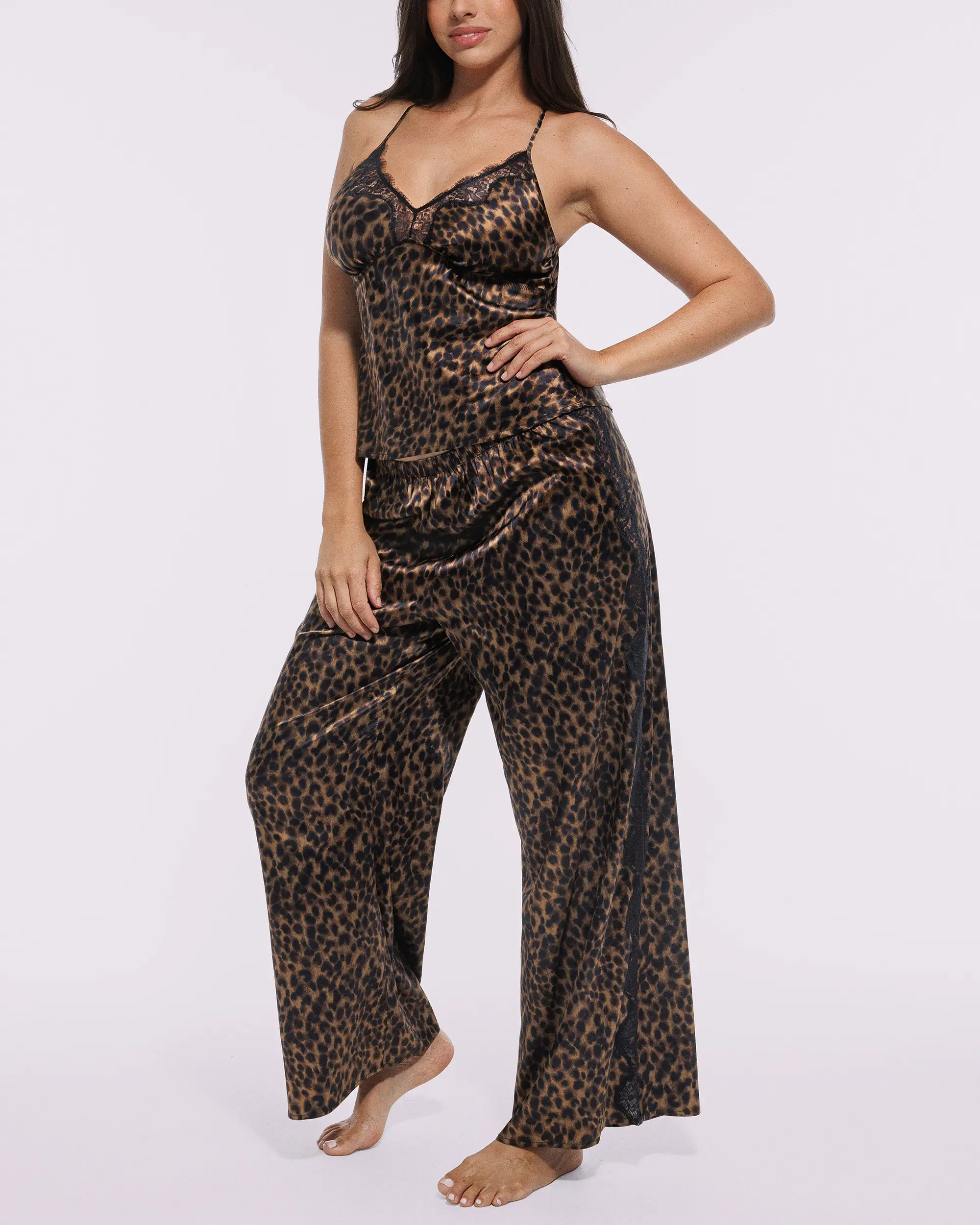 Bare Essentials™ Satin Lace Pajama Pants Set - Image 11