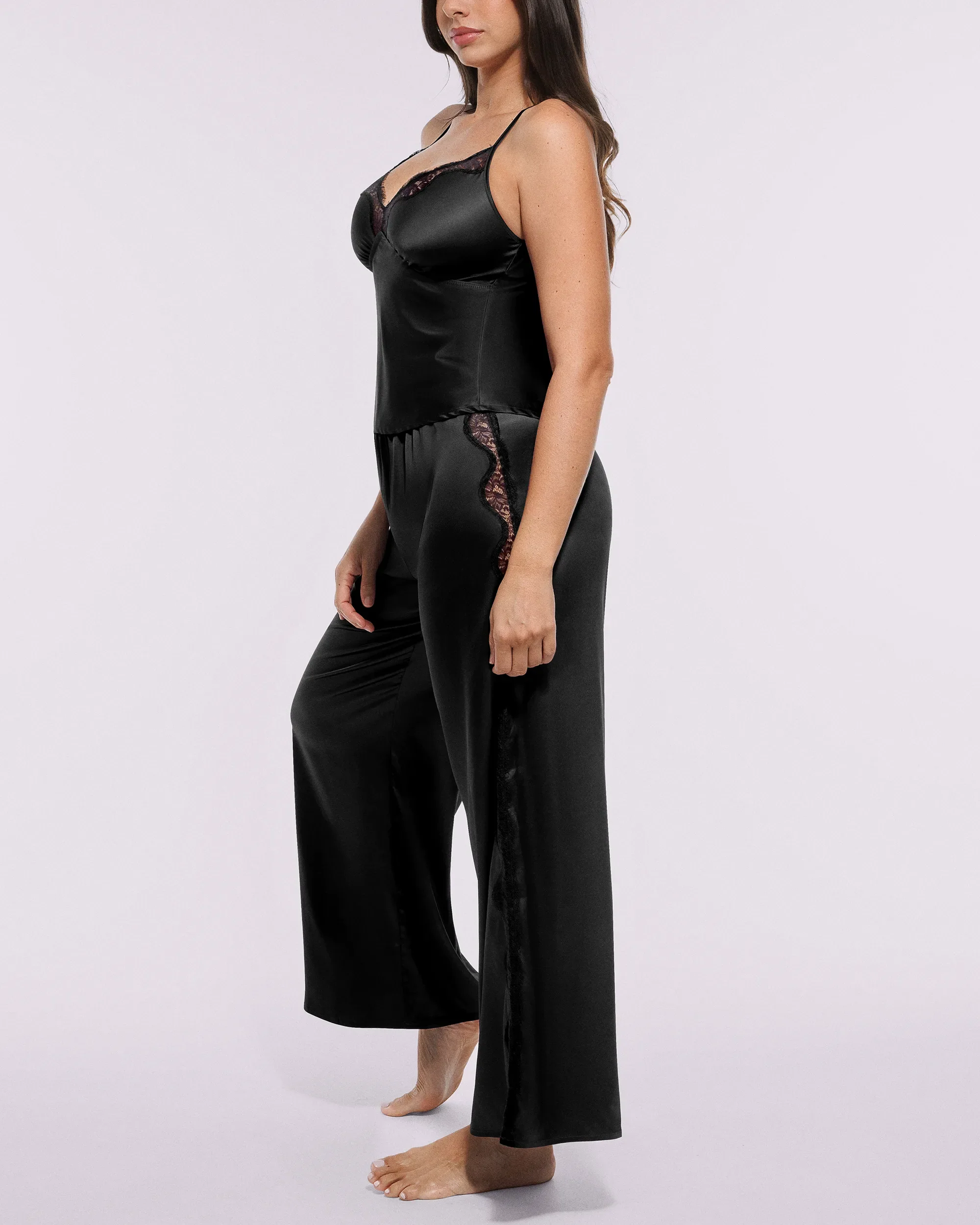 Bare Essentials™ Satin Lace Pajama Pants Set - Image 26