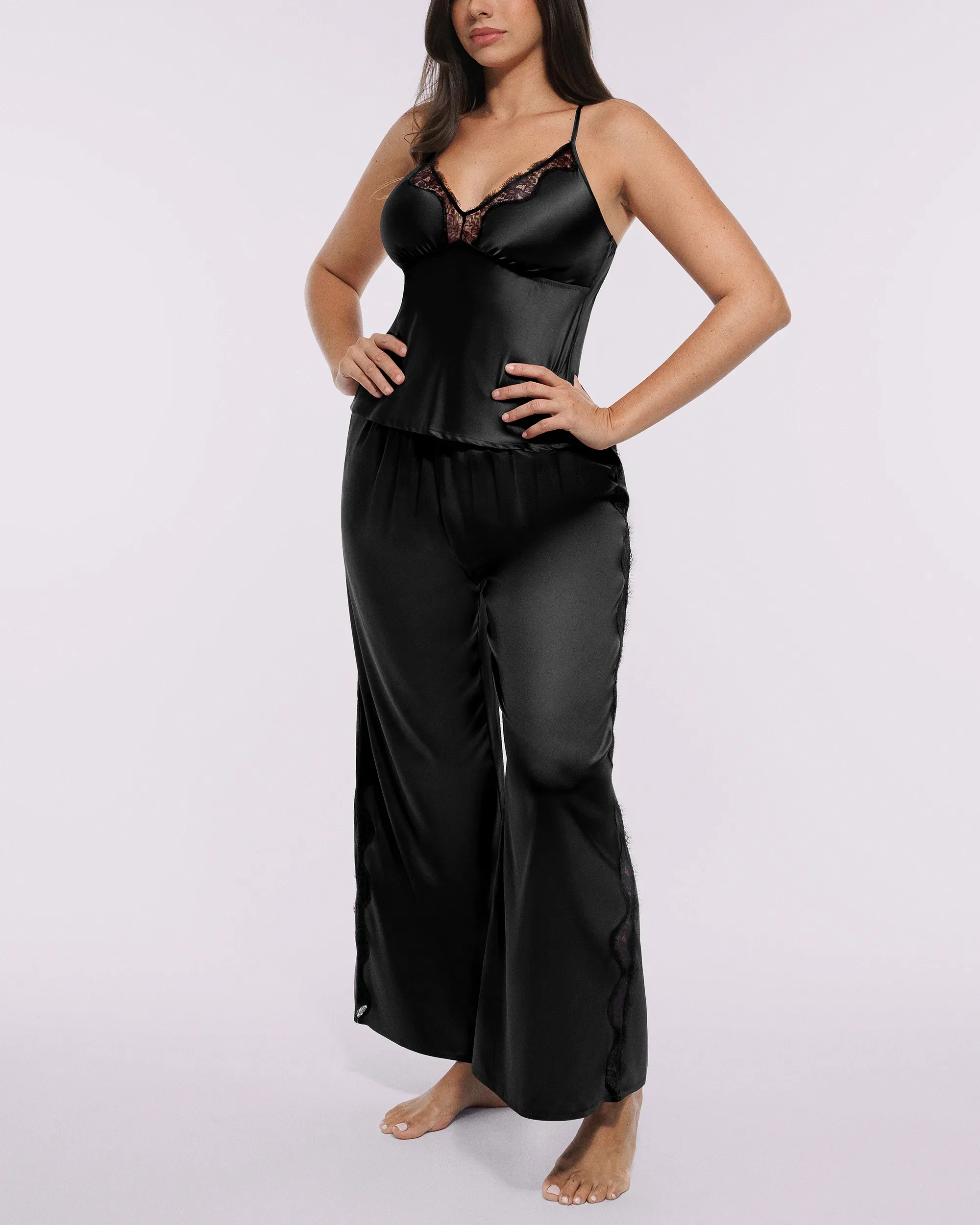 Bare Essentials™ Satin Lace Pajama Pants Set - Image 27