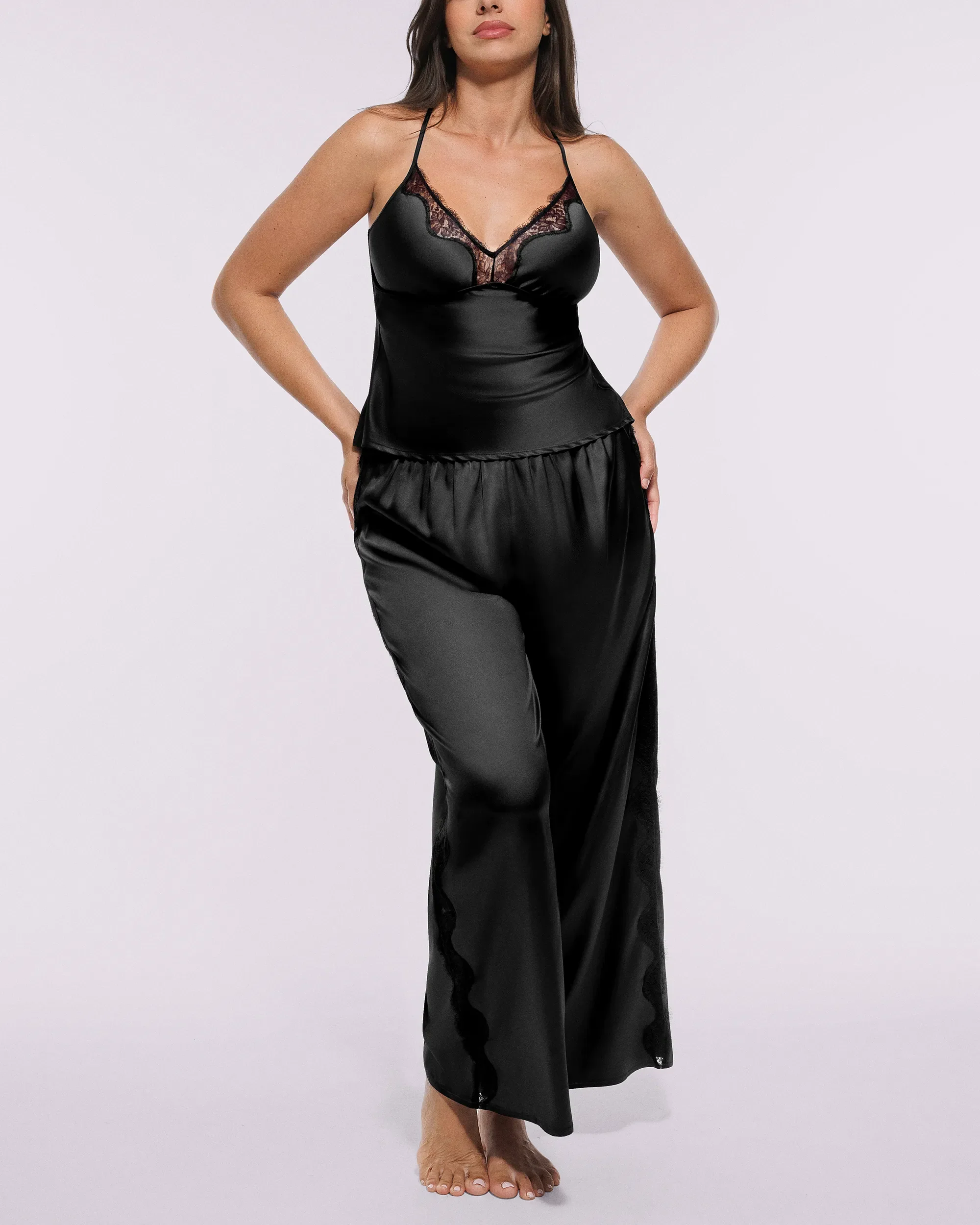 Bare Essentials™ Satin Lace Pajama Pants Set - Image 28