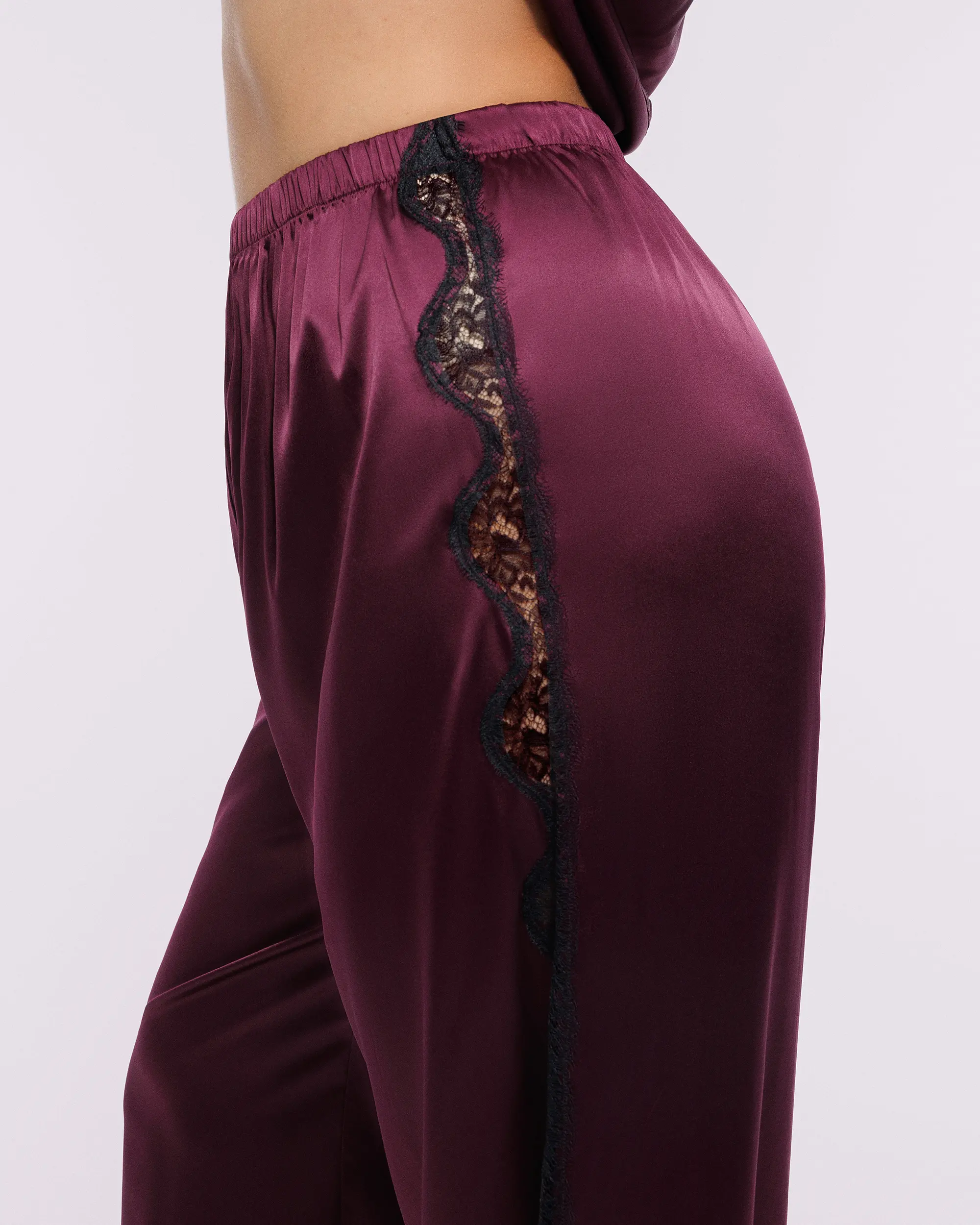 Bare Essentials™ Satin Lace Pajama Pants Set - Image 9