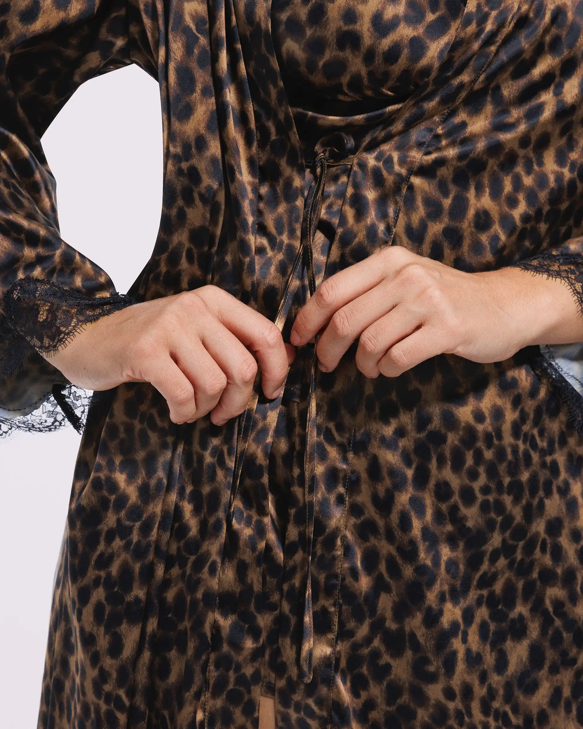 Bare Essentials™ Satin Lace Pajama Robe - Image 20