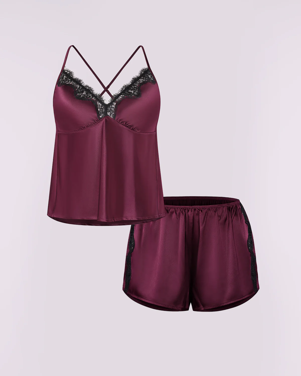 Bare Essentials™ Satin Lace Pajama Shorts Set - Image 10