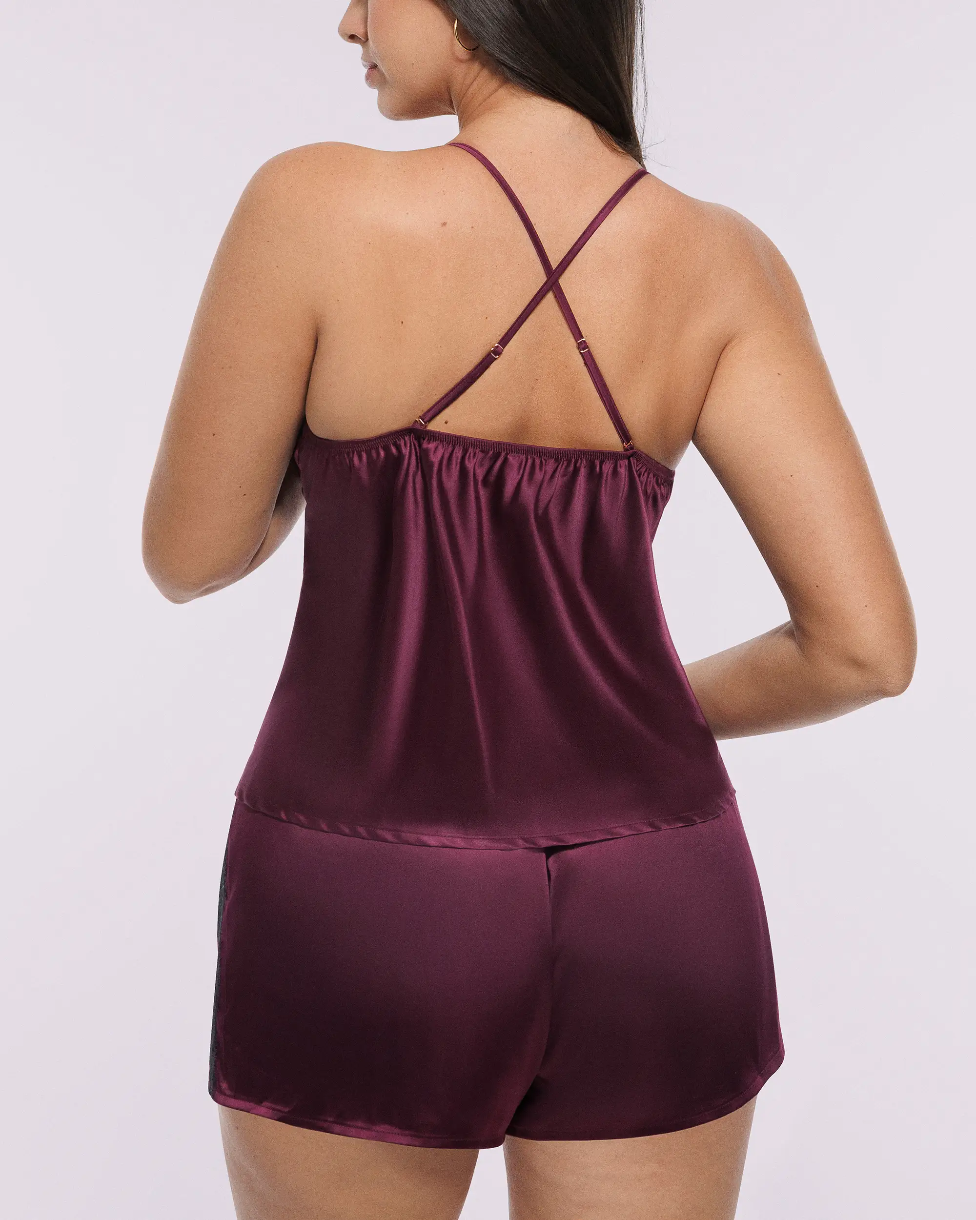 Bare Essentials™ Satin Lace Pajama Shorts Set - Image 16