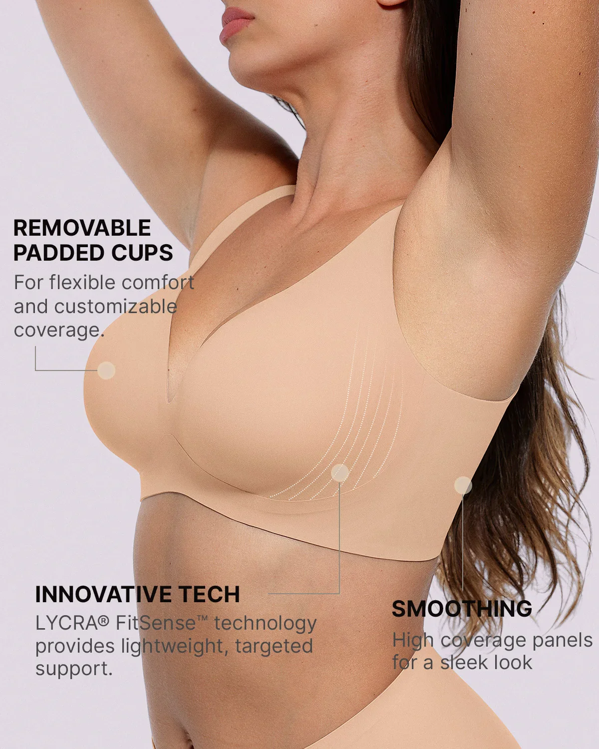 Curve Code™ LYCRA®FitSense™ Wireless V-Neck Bra - Image 10