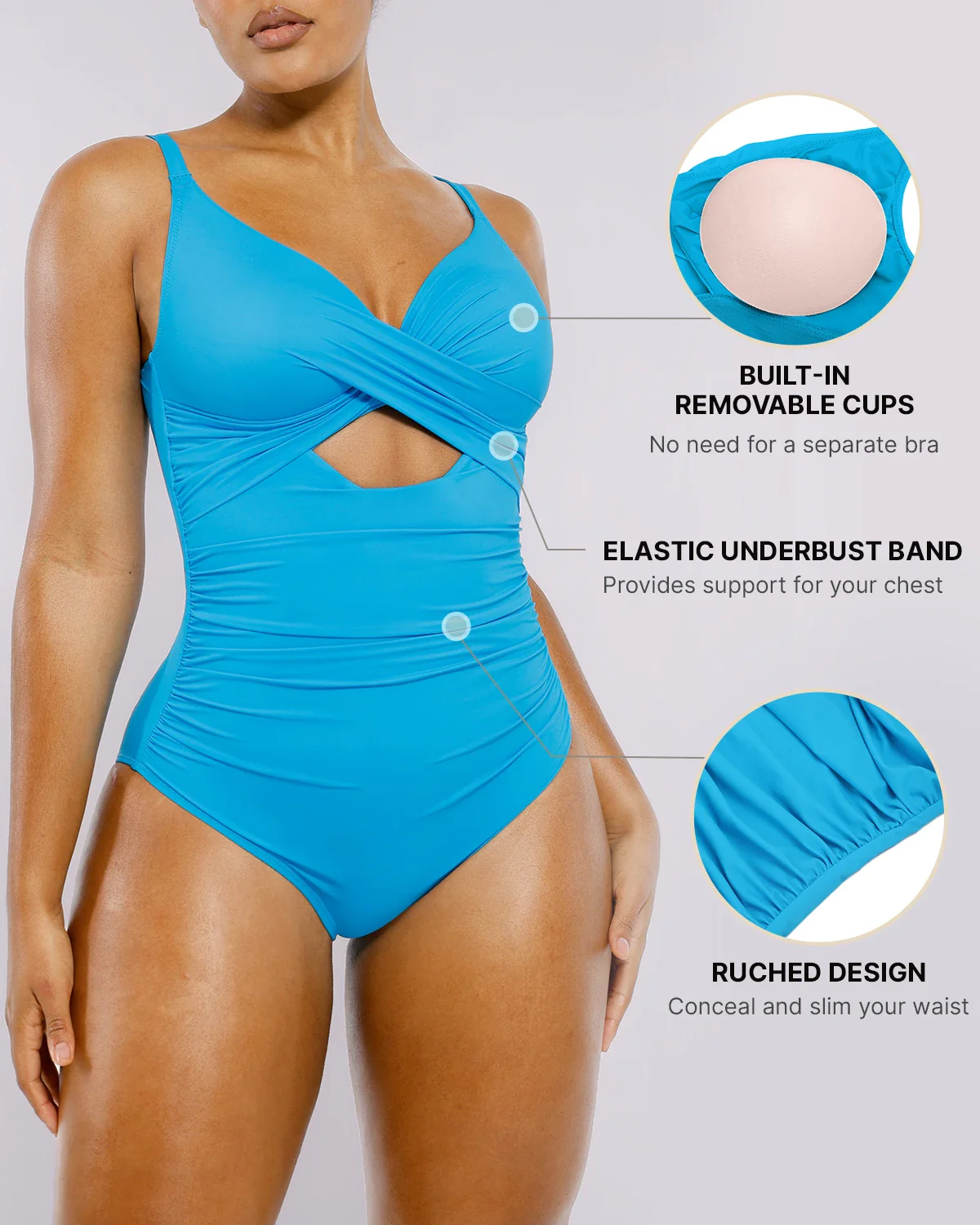 Smart Sculpt™ Ribbed Cutout-Front Shaping Swimsuit - Image 3