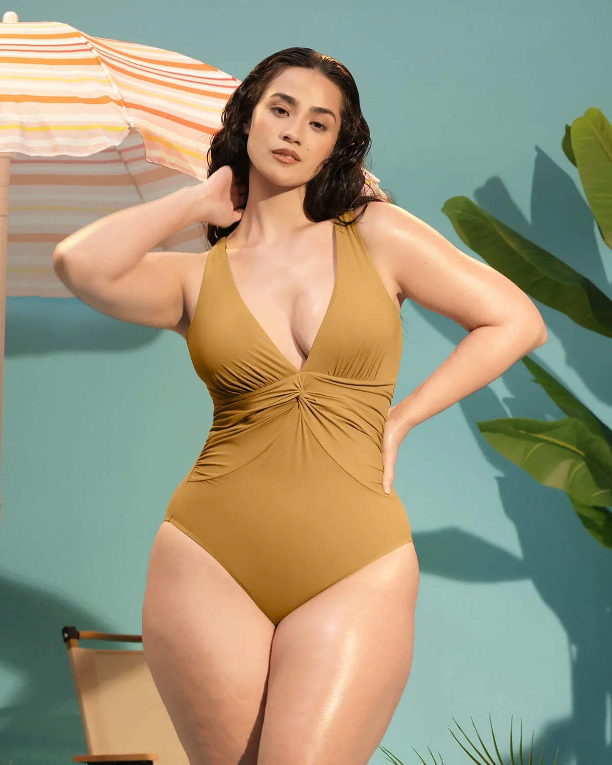 Smart Sculpt™ Ruched Twist-Front Shaping Swimsuit - Image 20