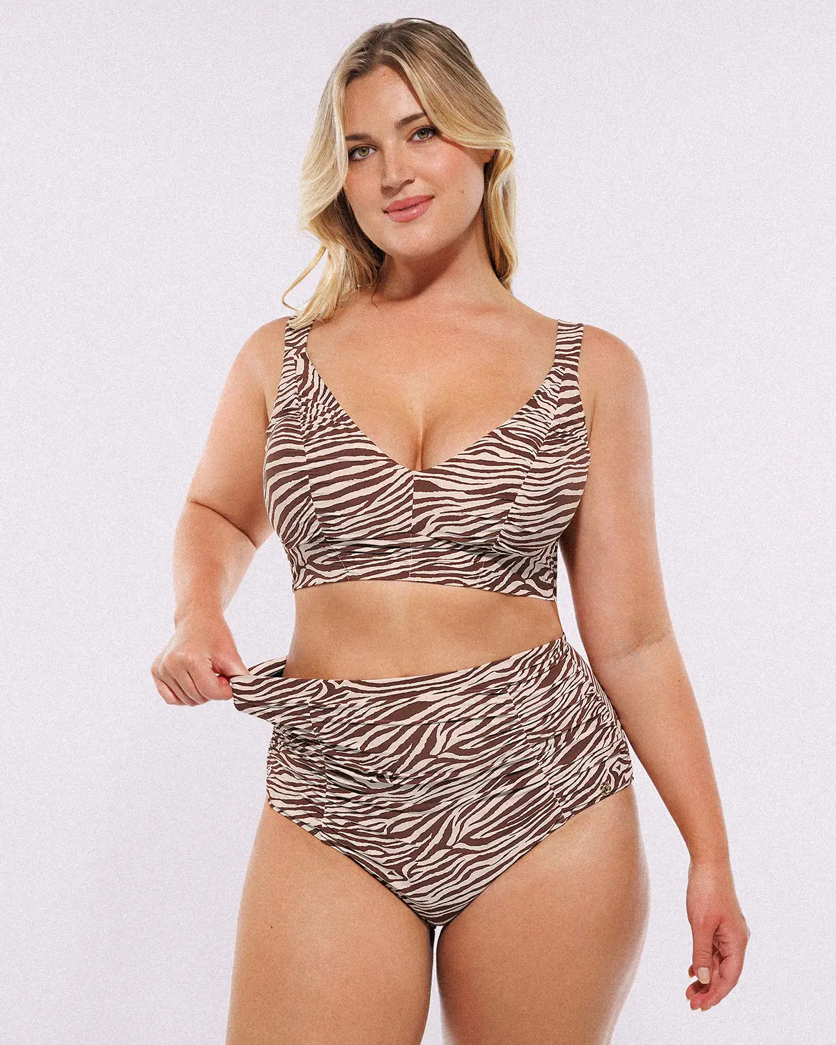 Smart Sculpt™ Ruched V-Neck Bikini Top & High-Waisted Bottom Set - Image 11