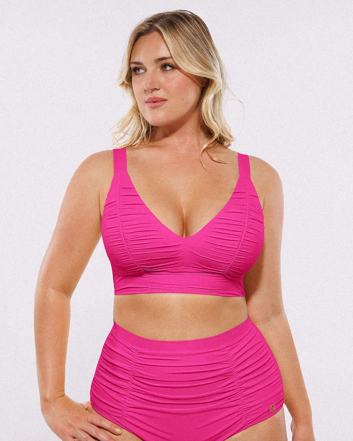 Smart Sculpt™ Ruched V-Neck Bikini Top & High-Waisted Bottom Set - Image 31