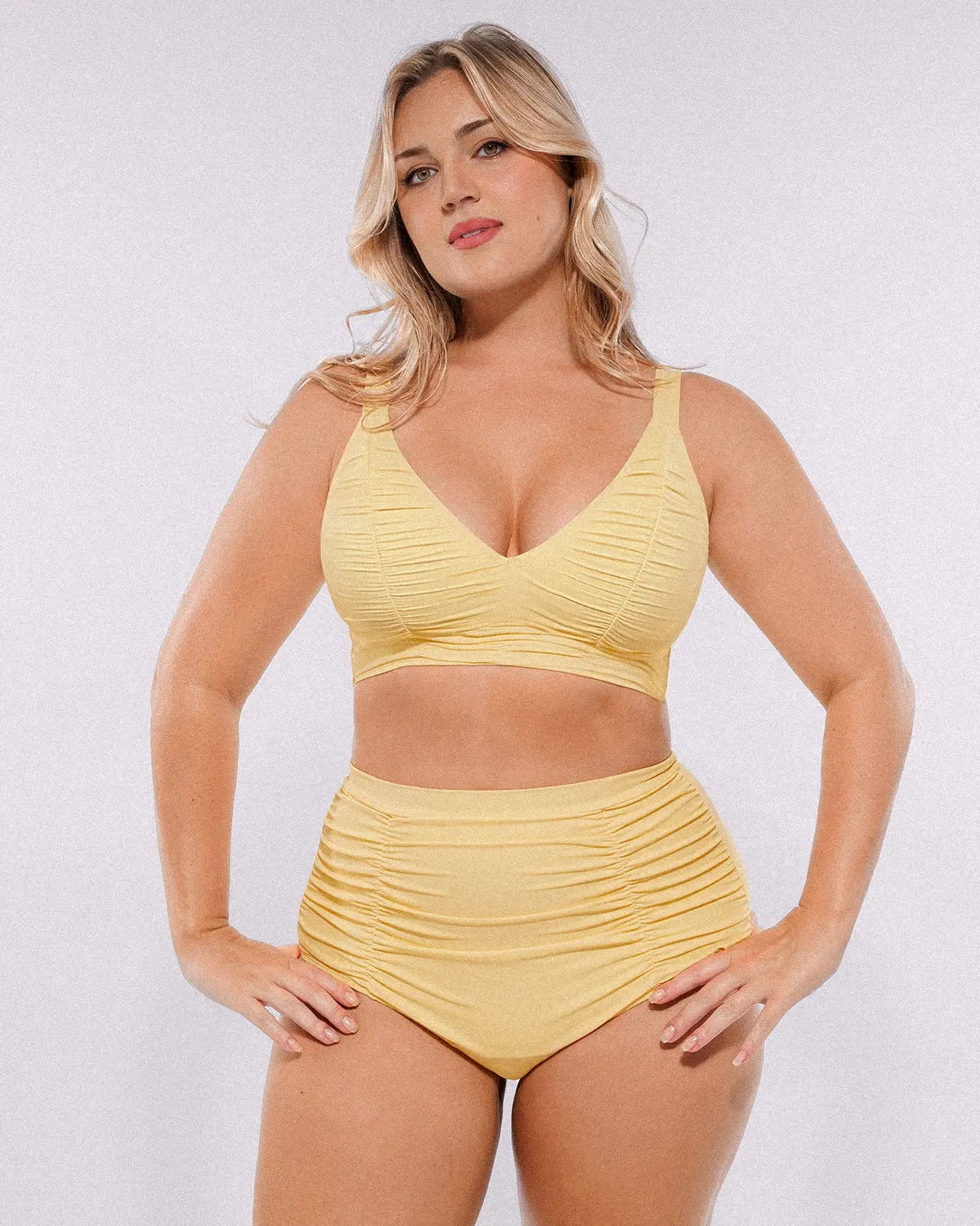 Smart Sculpt™ Ruched V-Neck Bikini Top & High-Waisted Bottom Set - Image 44