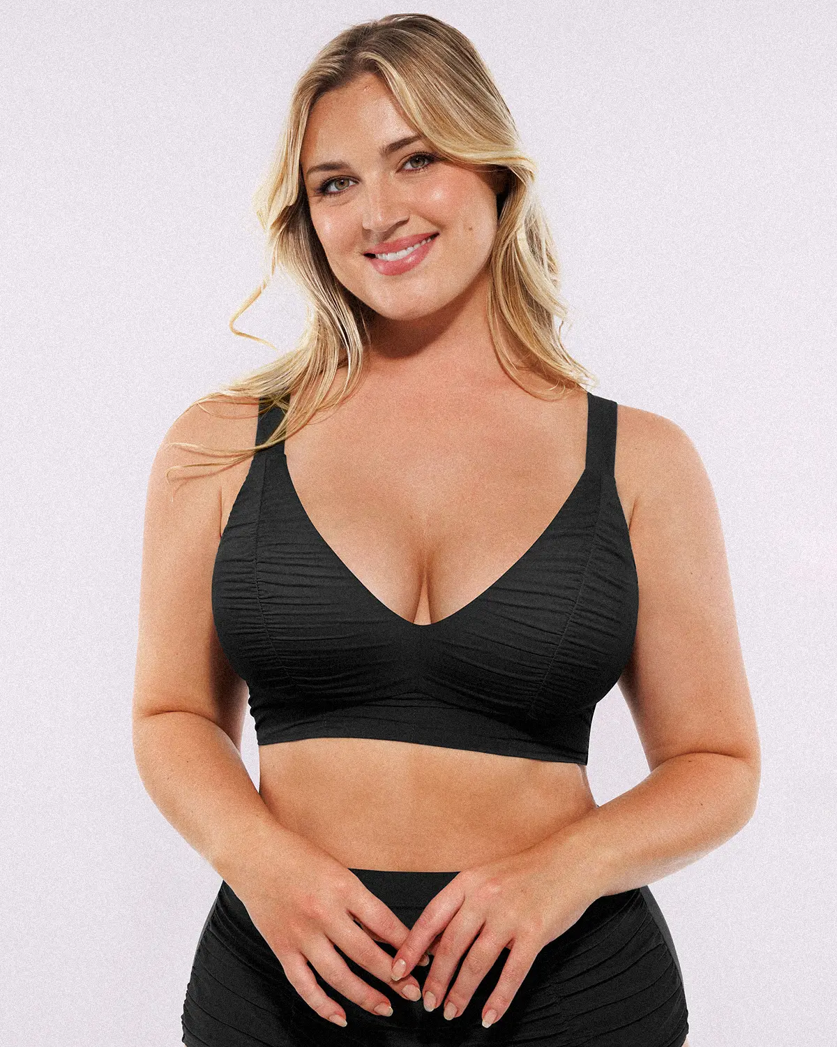 Smart Sculpt™ Ruched V-Neck Bikini Top & High-Waisted Bottom Set - Image 50