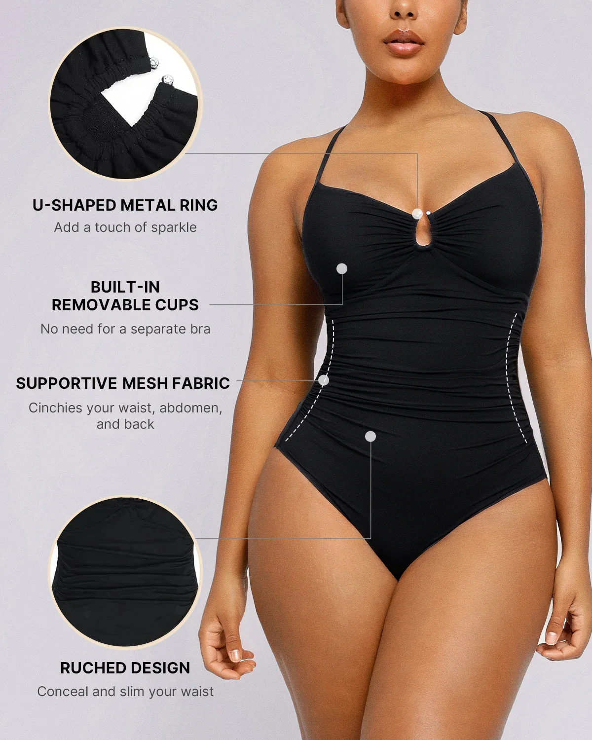Smart Sculpt™ U-Ring Cut Out Shaping Swimsuit - Image 14