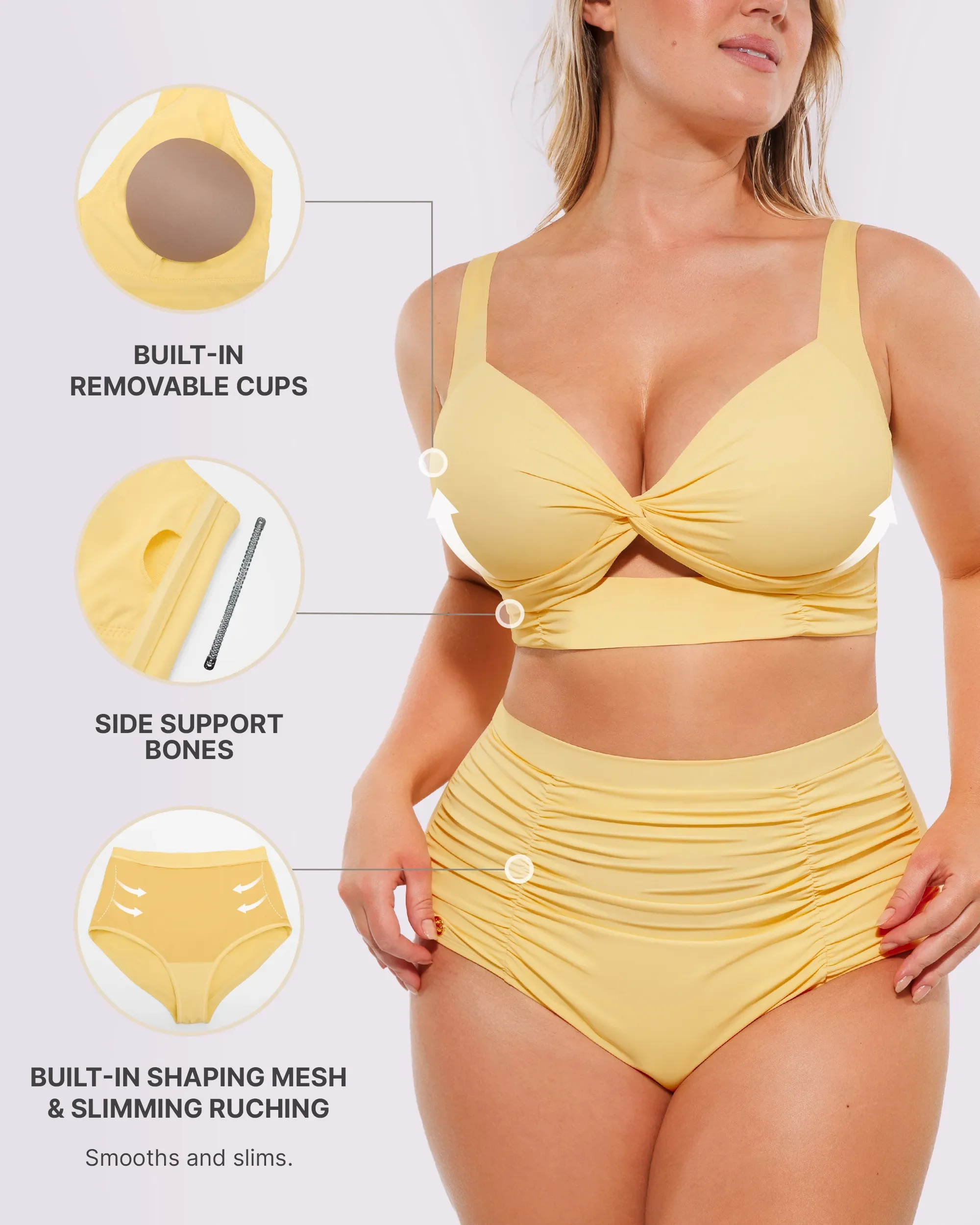 Smart Sculpt™ Twist-Front Bikini Top & High-Waisted Bottom Set - Image 4